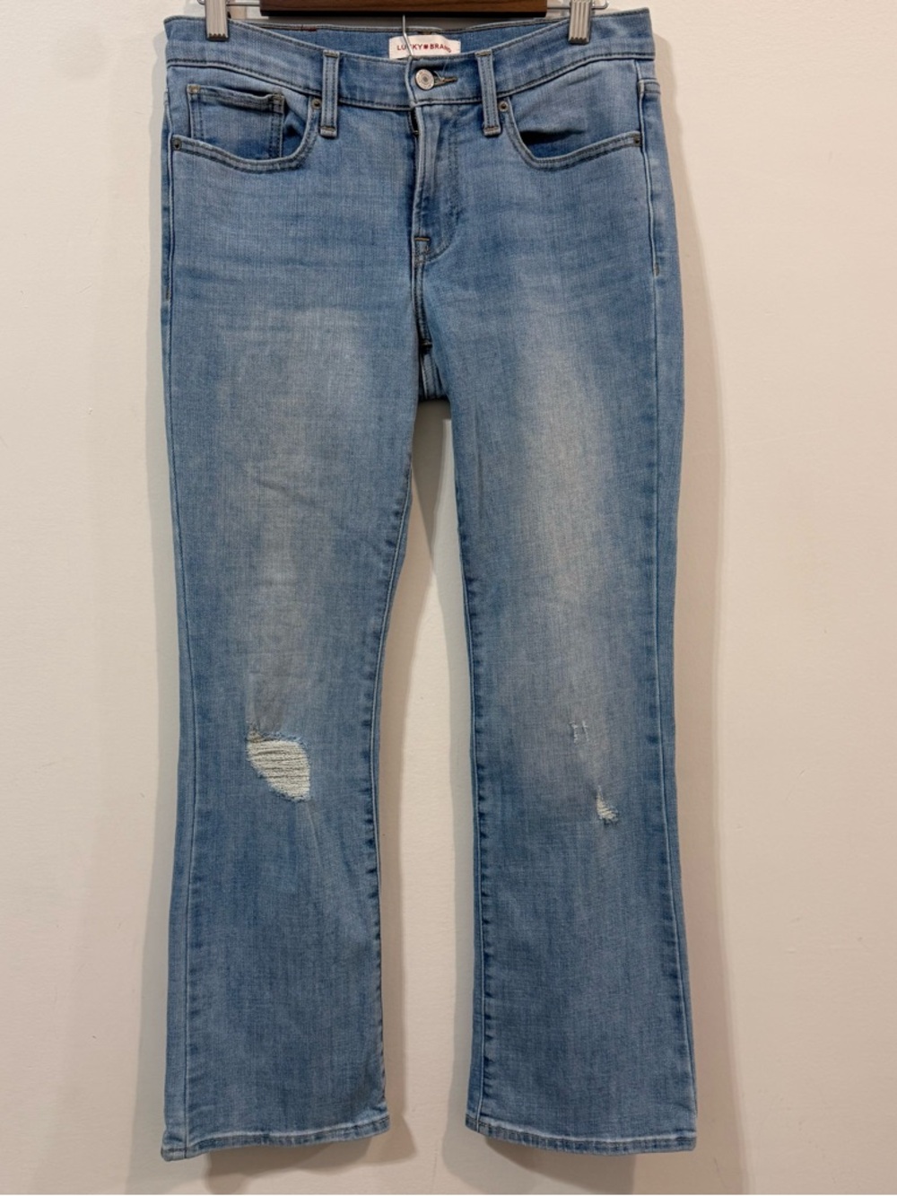 Lucky Brand Sweet Mid Rise Boot Light Wash Subtle Distress Flare Jeans Size 29